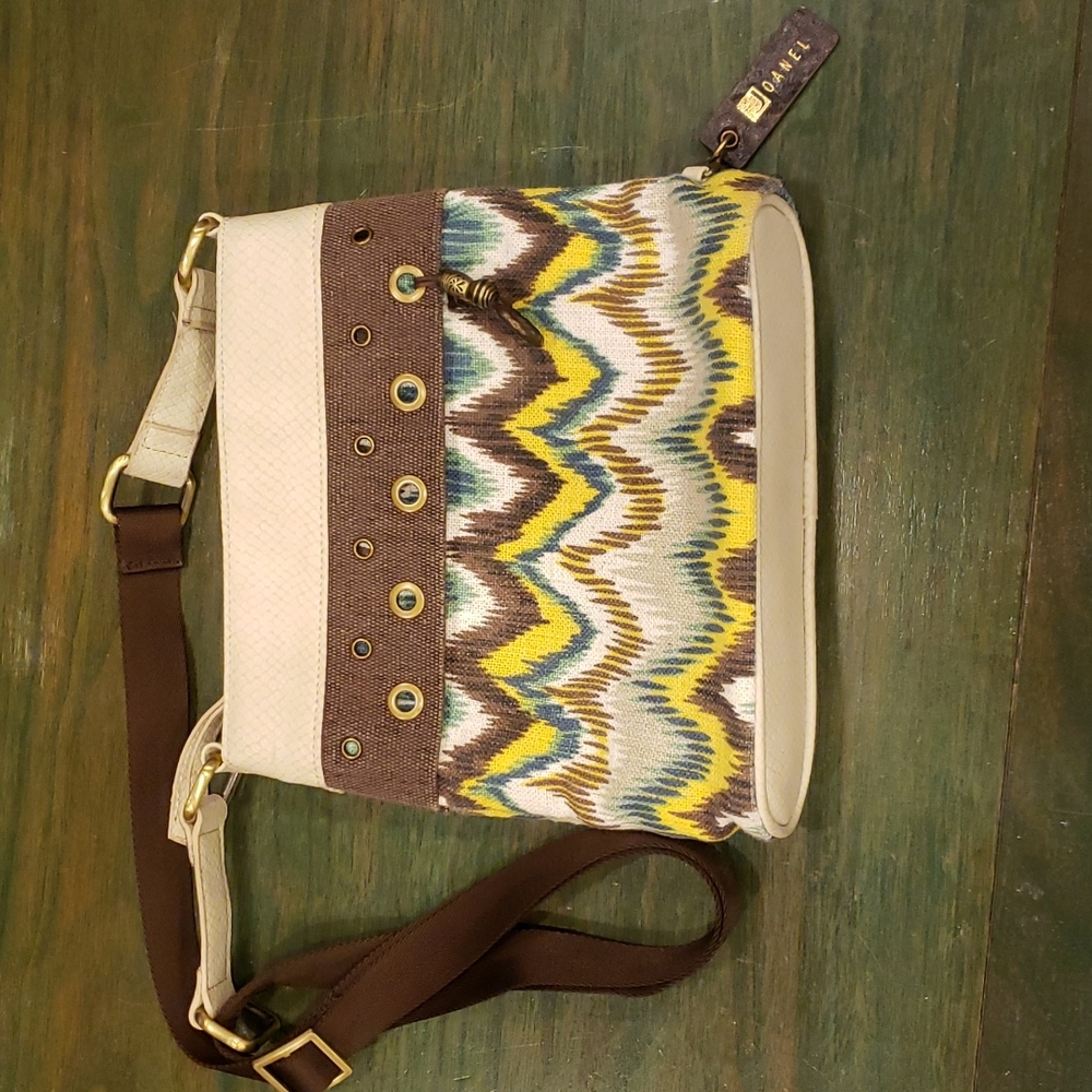 Ikat Print Canvas & Vegan Leather Cross-Body Purse